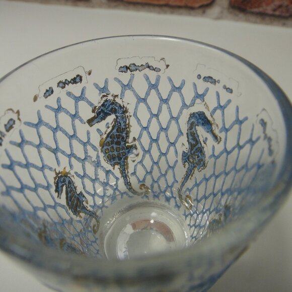CULVER Unsigned  Gold Leaf Blue Net Seahorse  Shot Glass Seafare Collection - Picture 10 of 10
